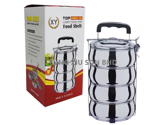 (DRUM SHAPE) 14CM 4-LAYER STAINLESS STEEL DRUM SHAPE LUNCH BOX(XY)